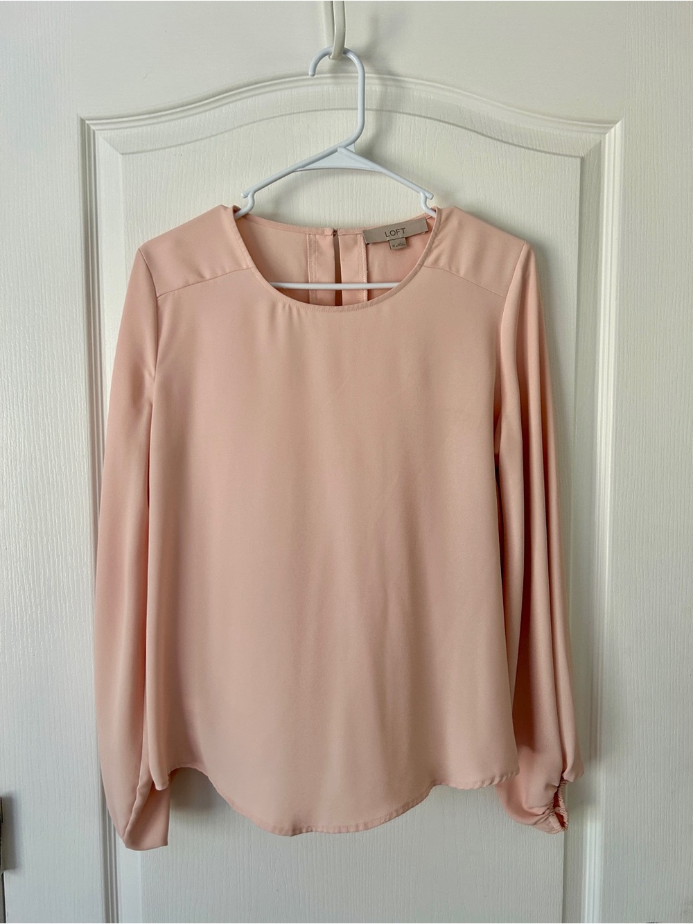 LOFT Blush Pink Long Sleeve Crewneck Blouse